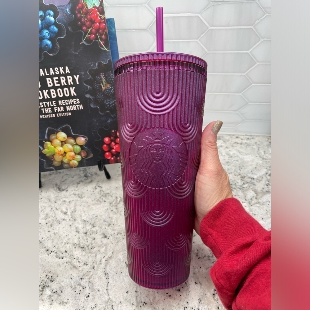 Starbucks 2024 Spring Easter Metallic Magenta Cold Cup. 24 Oz. NWT. Deep color.